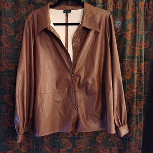 Who, What, Wear button up shirt double as a jacket. Chocolate Brown Size XXL
